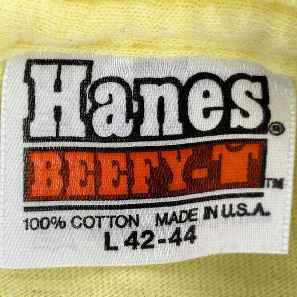 Vintage Dave Fuge Racing Enterprises T Shirt Mens Large 80s Motorsports Yellow - Picture 6 of 8